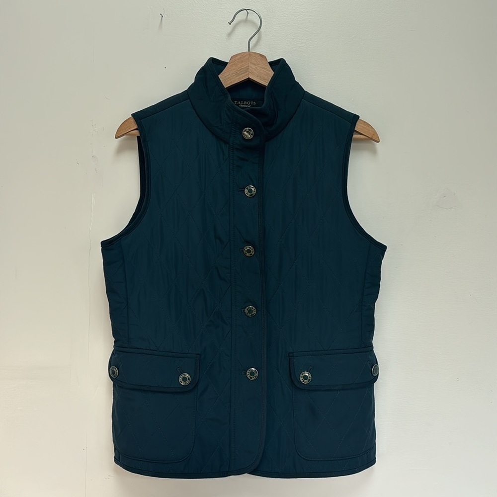 ✨Small Talbots Metallic Green/Blue Button Up Vest